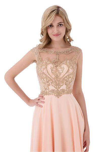 Light Pink Chiffon Long Formal Evening Dress, LX475