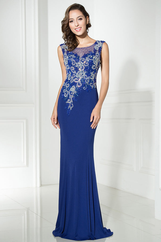 Royal Blue Formal Long Simple Beaded Evening Dress, BS34 – luladress