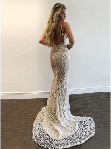 Mermaid Wedding Dress, Beading Wedding Gowns,Spaghetti Strap Wedding Dress,BD99606