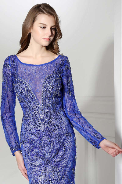 Purple Long Sleeves Evening Dress Formal Mermaid Prom Dress, BS43