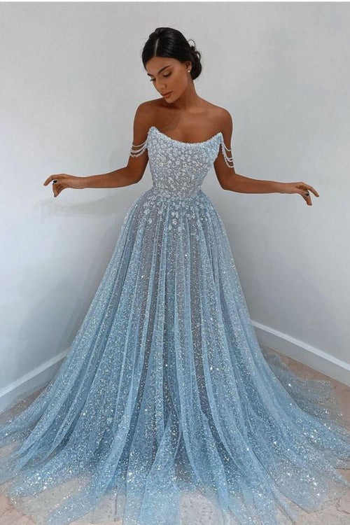 Elegant Sleeveless Blue Lace Prom Dress Long Elegant Sleeveless Blue Lace Prom Dress Long