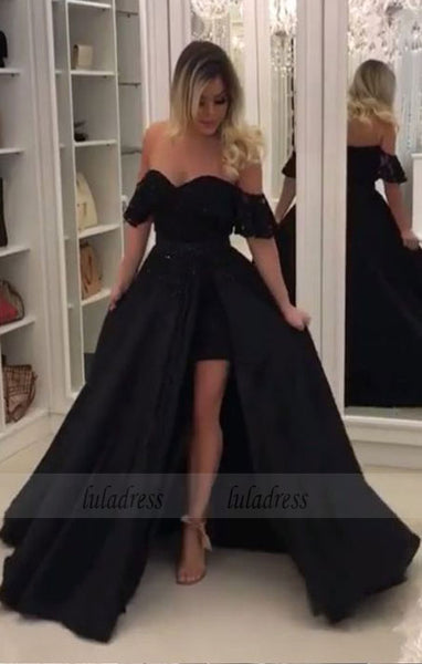 Simple Black Long Prom Dress, Black Evening Dress, Prom Dress Sweep Train,BD98339