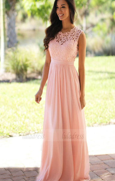 Long Bridesmaid Dress, Sleeveless Bridesmaid Dress, Lace Bridesmaid Dress,BD98994