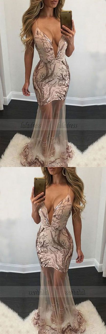 unique deep v neck mermaid party dresses
