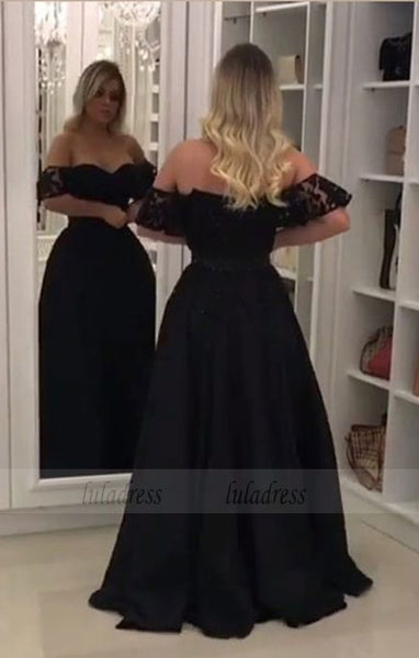 Simple Black Long Prom Dress, Black Evening Dress, Prom Dress Sweep Train,BD98339