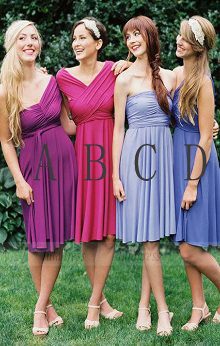 Custom Made Short A-Line Chiffon Evening Dress, Mismatched Bridesmaid Dresses