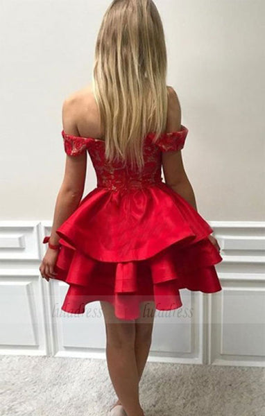short prom dress, a line homecoming dresses,red prom dress,BD98441