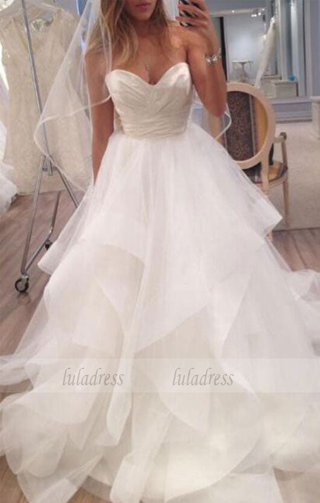 Strapless White Long Wedding Dress