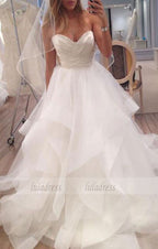 Strapless White Long Wedding Dress