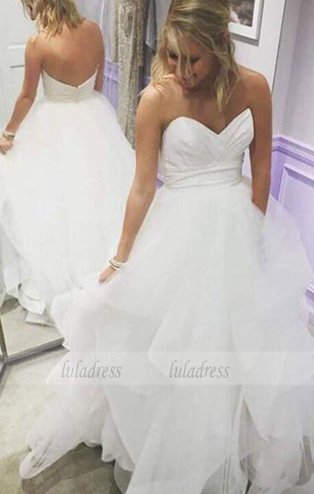 Strapless White Long Wedding Dress