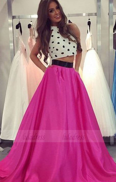 Two Piece  Prom Dresses,Long Halter Formal Party Dresses,BD98655
