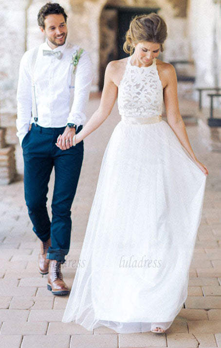 Lace Tulle Wedding Dress, A-line Wedding Dress, Chic Garden Wedding Dress,BD99620