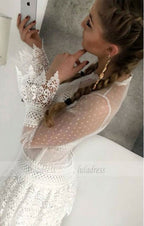 Sheath Crew Long Sleeves Short White Lace Homecoming Dress