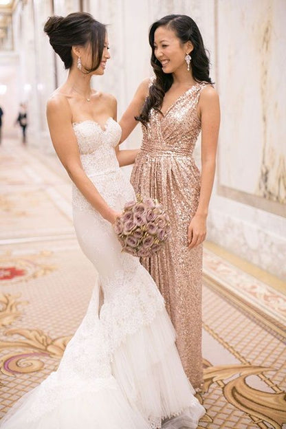 Sequin Bridesmaid Dress,Long Bridesmaid Gown,Sequined Bridesmaid Gowns