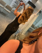 Lace Elegant Glitter Rhinestone Long Prom Dresses
