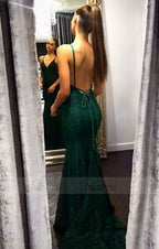 unique backless lace up party dresses, simple lace evening dresses