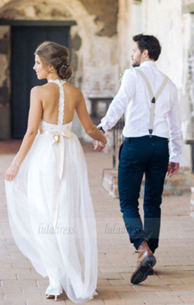 Lace Tulle Wedding Dress, A-line Wedding Dress, Chic Garden Wedding Dress,BD99620