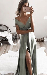 elegant off shoulder formal evening dresses, chic split prom gowns for special occasion,BD98654