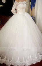 Elegant Off The Shoulder Wedding Dresses Ball Gowns Long Sleeves Bridal Gowns