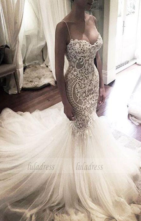 Wedding Gown,Princess Wedding Dresses Mermaid Wedding Dress with Spaghetti Straps,BD99295
