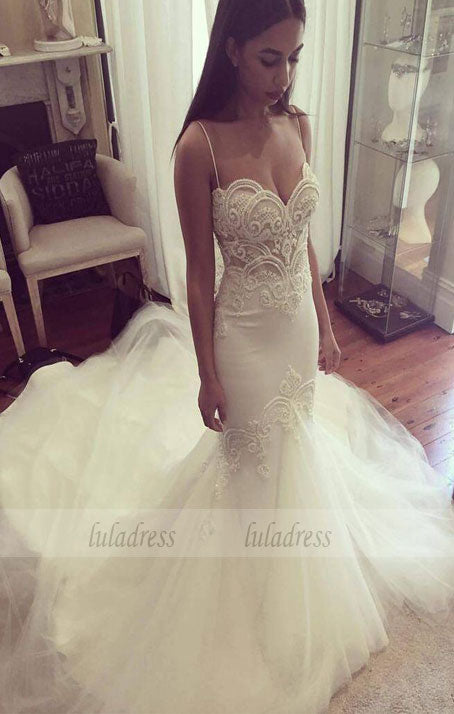 Wedding Gown,Princess Wedding Dresses Mermaid Wedding Dress with Spaghetti Straps,BD99294