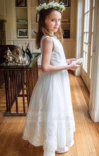 Beautiful Little Flower Girl Dresses with Bow Sash Jewel Satin Tulle Dress