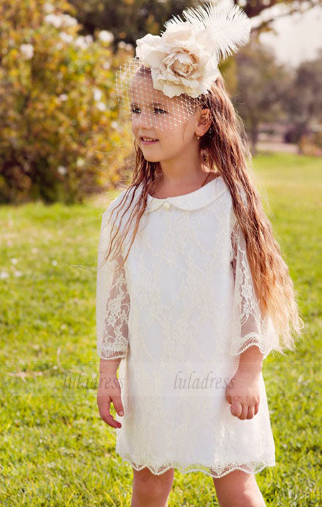 A-Line Scoop Short Lace Flower girl Dresses