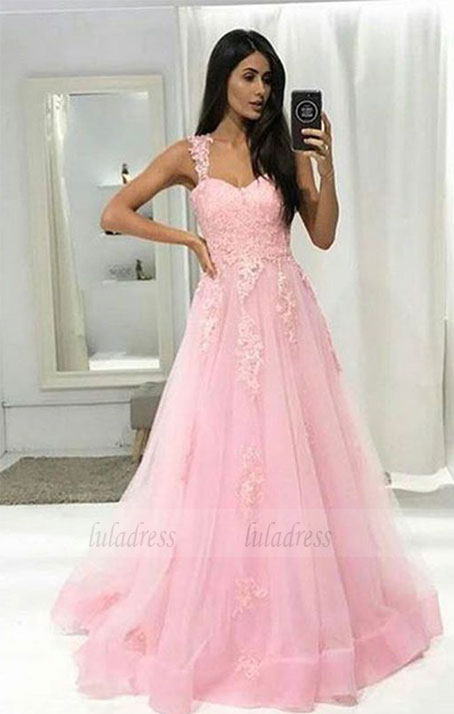 tulle long halter prom dress with appliques,BD99050