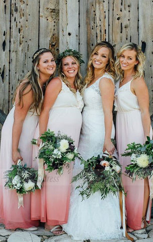 A-Line Chiffon Bridesmaid Dresses, Long Spaghetti Straps Bridesmaid Dresses,BD98950