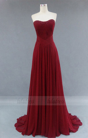 Burgundy Bridesmaid Gown,Pretty Prom Dresses,Chiffon Prom Gown, Simple Bridesmaid Dress,BD98316