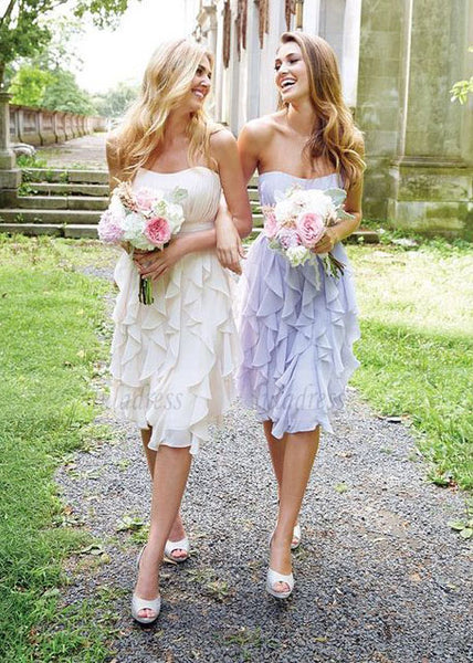 Knee Length Lilac Chiffon Bridesmaid Dresses, Mismatched Bridesmaid Dresses, Elegant Bridesmaid Dresses,BD98090