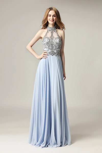 Flowy Chiffon Sleeveless Long Evening Prom Dress, LX432