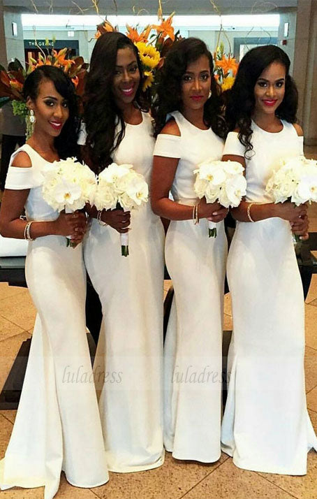 Charming Bridesmaid Dress,White Bridesmaid Dress,Sheath Bridesmaid Dress,BD99865