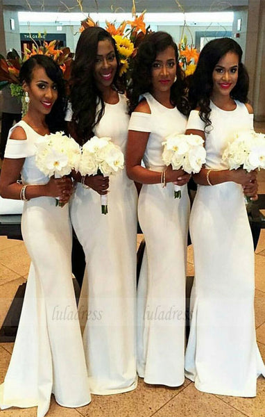 Charming Bridesmaid Dress,White Bridesmaid Dress,Sheath Bridesmaid Dress,BD99865