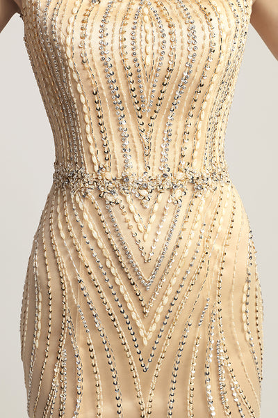 Champagne Mermaid Long Prom Dress Charming Beaded Formal Evening Dress, LX468