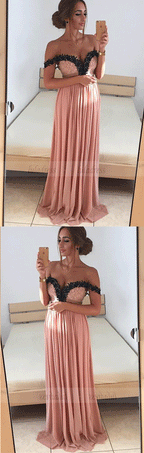 off the shoulder prom dress,long evening gowns,elegant bridesmaid dress,lace applique prom dress