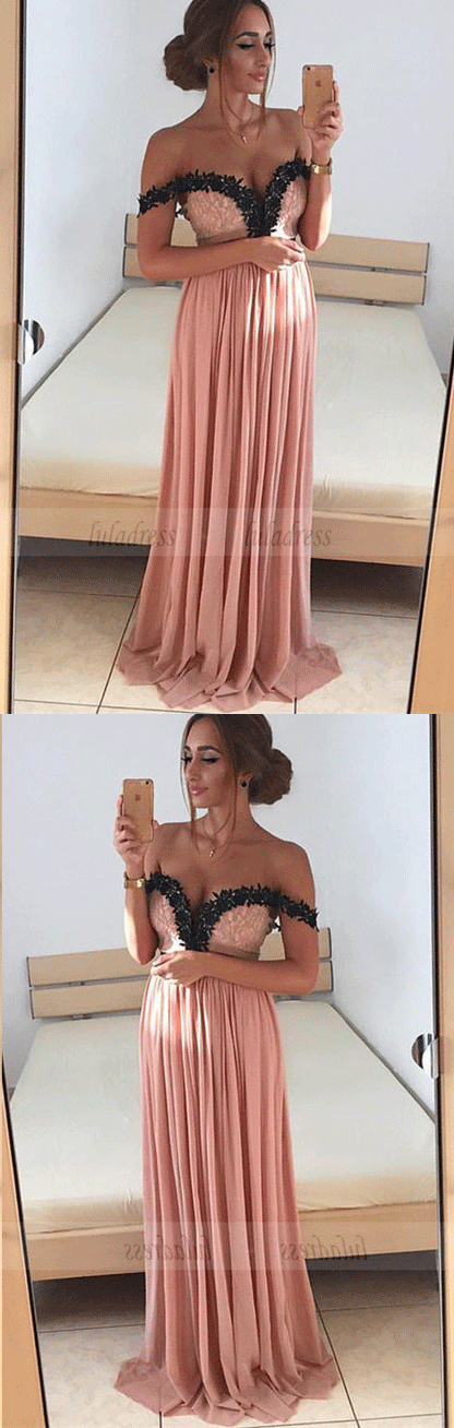 off the shoulder prom dress,long evening gowns,elegant bridesmaid dress,lace applique prom dress