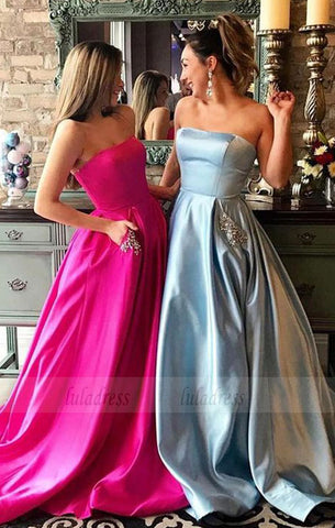 fashion fuchsia strapless long prom dresses,BD98723