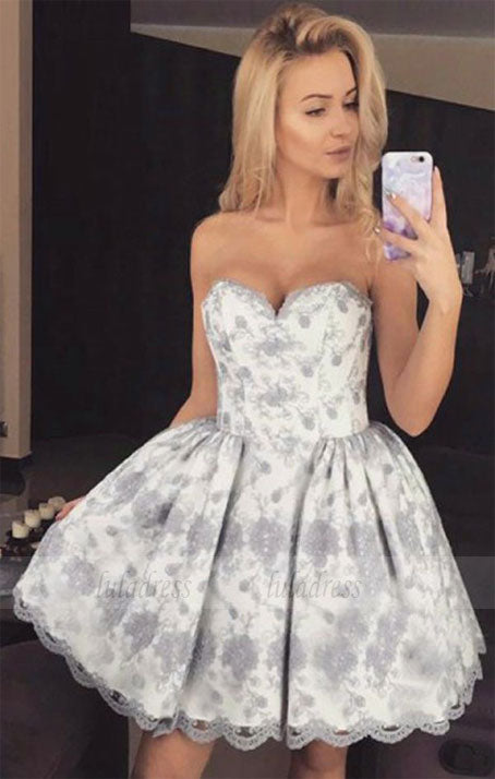 Sweetheart Homecoming Dresses,Short Homecoming Dress,Lace Homecoming Dress