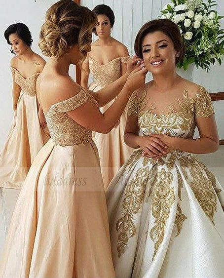 off the shoulder bridesmaid dresses, elegant beading bodice evening party dresses, a line satin prom dresses,BD98106