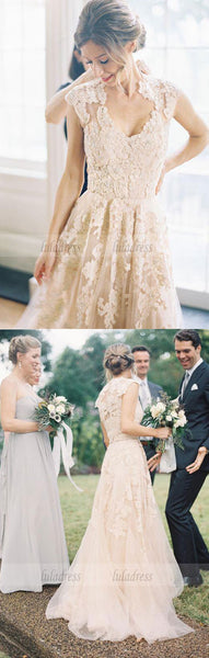 Unique Brides Dress,Lace Wedding Dresses,Vintage V neck Wedding Gowns,BD99304