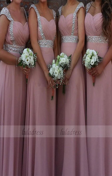 Cap Sleeves Bridesmaid Dresses With Beads,BD99308