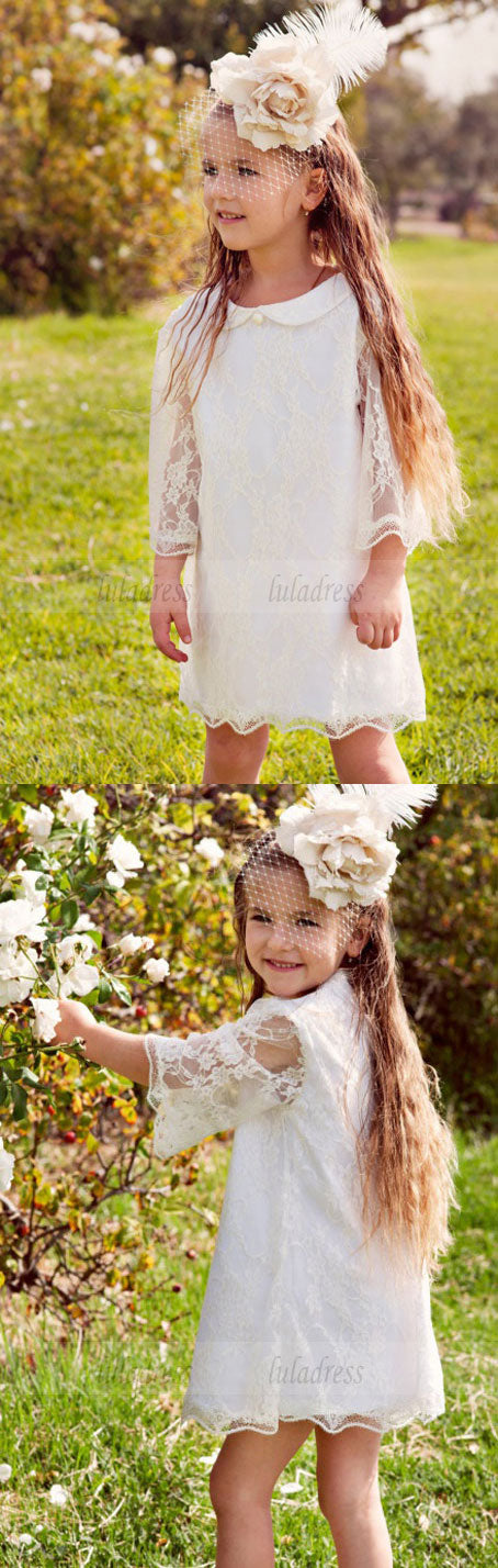 A-Line Scoop Short Lace Flower girl Dresses