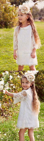 A-Line Scoop Short Lace Flower girl Dresses,BD99837