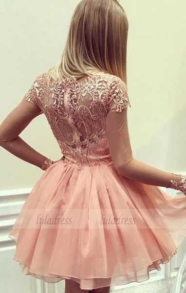Short Homecoming Dress with Appliques,BD99514