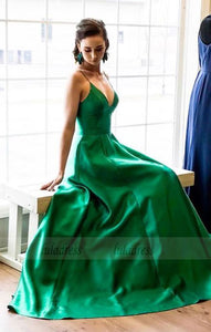 straps long prom dress, 2018 prom dress, simple A-line green long party dress,BD98699