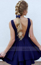 V-neck Homecoming Dress,Satin Homecoming Dresses