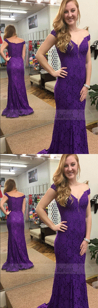 Charming Off the Shoulder Prom Dresses,Mermaid Purple Prom Dresses,BD99998