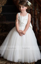 Formal Floor Length Flower Girl Dresses Children Birthday Dress Lace Applique Kids Wedding Party Dresses