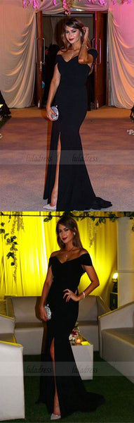 V-neck Off The Shoulder Long Slit Mermaid Prom Dresses Elegant Evening Gowns,BD98156